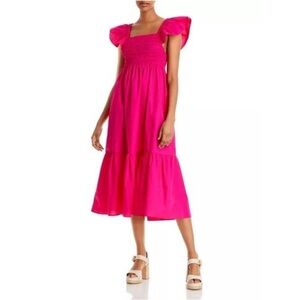 Aqua Smocked Midi Dress Magenta
M NWT